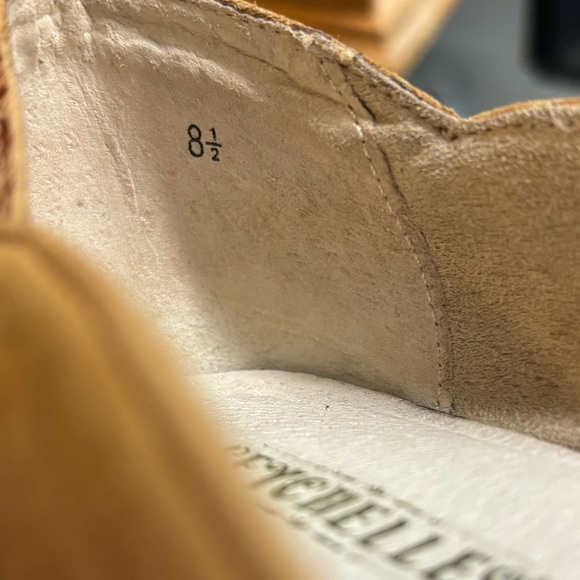 Seychelles Tan Suede Stiletto Heel Size 8.5 Croc Embossed Leather Accent Buckle - Picture 15 of 16